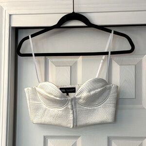 Brand new Zara White Ribbed Bustier crop Top!!
